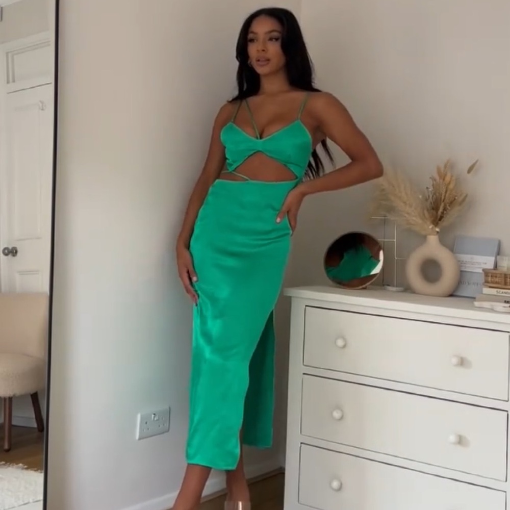 ZARA Asymmetric satin effect dress